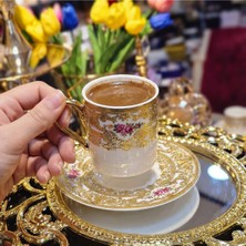 Elta Collection Victoria 24K Altın Işlemeli 6 Kişilik Porselen Kahve Fincan Takımı