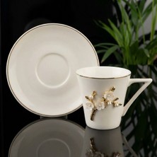 Elta Collection Flora Luxe Serisi Altın Yaldızlı Porselen Kahve Fincanı & Tabağı – Çiçek ve Kelebek Detaylı 4 Model