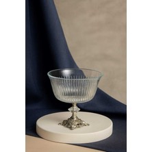 Elta Collection Metal Ayaklı Gümüş Detaylı Büyük Boy Kase- Sunum - Servis - Salata Kasesi