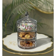 Elta Collection 3 Katlı Kristal Cam Şekerlik – Lokumluk, Kurabiyelik, Çerezlik, Sunumluk