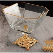 Elta Collection Karen Döküm Ayaklı Cam Büyük Salata ve Sunumluk Kase