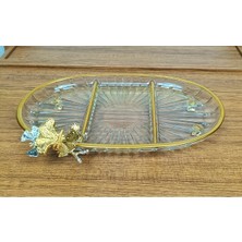 Elta Collection Lüx Hediyelik Metal Ayaklı Gold Oval Kelebekli Sunumluk Kurabiyelik - Yeni Serisi