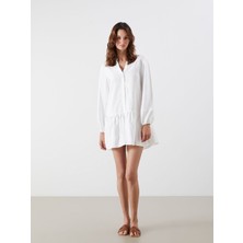 Lc Waikiki Yeni Sezon Kaçık Yaka Nakışlı A Kesim Mini Elbise