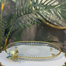 Elta Collection Lüx Hediyelik Metal Ayaklı Gold Oval Kelebekli Sunumluk Kurabiyelik - Yeni Serisi