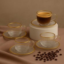Elta Collection Gold Yaldızlı 6’lı Cam Kahve Takımı – Şık ve Modern Tasarım