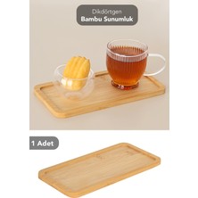 Meleni Home 1 Adet Dikdörtgen Bambu Sunumluk - Dekoratif Sunum Tabağı Çay Kahve Servis Tepsisi 19X10 cm