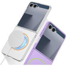 Roketcim Samsung Galaxy Z Flip 7 Kılıf Wireless Şarj Özellikli Kıpta M-Safe Kapak