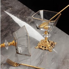 Elta Collection Lav Cam Lüx Gold Ayaklı Kase 6'lı Magnolia Dondurmalık