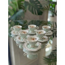 Elta Collection Flower Kahve Fincanı Takımı 6 Kişilik – Şık Desenli Türk Kahvesi Fincan Seti