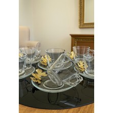 Elta Collection Paşabahçe Gümüş Vela Fincan Takımı 12 Parça 6 Kişilik Kelebekli Hediyelik Çeyizlik