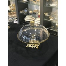 Elta Collection Avangard Gold Döküm Ayak Cam Gövde Cam Kapak Üstün Kaliteli Kek Fanusu