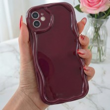 Fibaks Apple iPhone 11 Uyumlu Kılıf Kamera Korumalı Dalga Kenarlı Darbe Emici Bordo Silikon Kapak