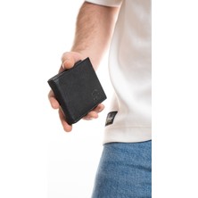 Sannora Bags Erkek Çok Bölmeli Siyah Kartlık Cüzdan Kağıt Para Bölmeli