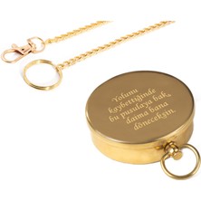 Kişiye Özel Mesaj Veya Isim Yazılabilir Zincirli Pirinç Pusula