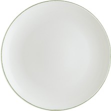Bonna Retro Gourmet 12 Adet 19 cm Yeşil Kenar Çizgili Porselen Düz Tabak