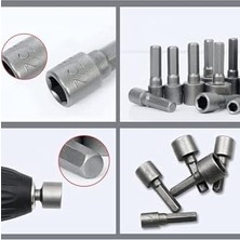Somun Sökücü Lokma Seti 1/4"vidalı Metrik Adaptör Matkap Ucu 5 Ila 13MM Altıgen Şaft 9 Parça