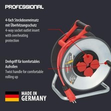 Professionallıne Steelcore Serisi x IP44 Lisanslı 5 Yıl Garantili IP44 Lisanslı Çelik Tambur 50 Metre Makaralı Kablo H07BQ-F 3g1.5