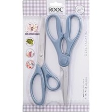 Premium Serisi Ergonomik Saplı Çelik Gıdaya Temasa Uygun 2'li Mutfak Makası, Mavi