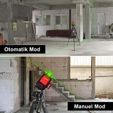 KBL34GTP 40 Metre Profesyonel Li-Ion Şarjlı 3X360⁰ Otomatik Hizalamalı Yeşil Çapraz Çizgi Lazer Distomat +