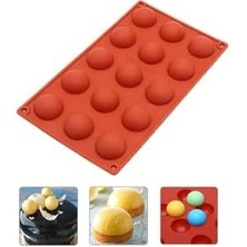 Siliko World 15'li Yarım Küre Muffin, Çikolata, Kek Kalıbı, Silikon 3,8cm, Kırmızı