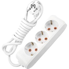 5 Metre 3'lü Priz - Uzun Esnek Kablolu, Güvenli ve Dayanıklı Uzatma Kablosu Çoğaltıcı Priz