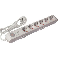 Akım ve Çocuk Korumalı Topraklı 6'lı (Altılı) Kablolu Grup Priz