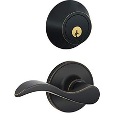 JC60 V Sev 716 Tek Silindir Anahtarlı Giriş Kilidi Sürgüsü, Eskitilmiş Bronz