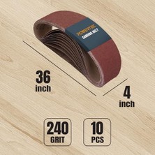 110150 10 x 91 cm Zımpara Kayışları | 240 Kum Alüminyum Oksit Zımpara Kayışı | Premium Zımpara Kağıdı - 10'lu Paket