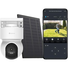 Omni Solar Dış Ortam Bataryalı ve Güneş Enerjili Wi-Fi Akıllı Kamera, Renkli Gece Görüşü, 360 Derece Görüntüleme, Insan Algılama, Siren