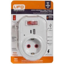 Yeni Tekli Akım Korumalı 5V 2,4A USB ve Type-C ile Hızlı Şarj, Anahtarlı Topraklı Priz, Sürekli Koruma, 16A 250V, Max 3500W Aşırı Yük Koruması