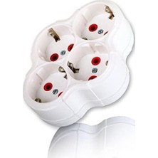 Fetih 101-04 4 Lü Topraklı Grup Fiş-Priz (Papatya Model) 1410