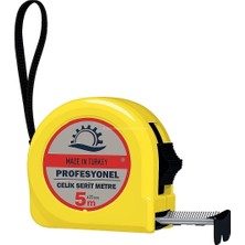 Çelik Şerit Metre, 5 Metre, 25 mm Genişlik, Otomatik Kilitli, Askılı, Dayanıklı Gövde, Otomatik Geri Sarma, Profesyonel Ölçüm Aleti