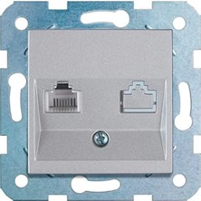 / Gümüş Data+Nümeris Cat6+Cat3 Mekanizma+Düğme Kapak