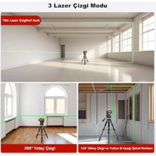 KBL32G Profesyonel Li-Ion Yatay 360° ve Dikey Otomatik Hizalamalı Yeşil Nokta Şakül ve Yeşil Çapraz Çizgi Lazer Distomat