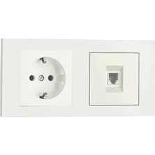 Grano Beyaz 2'li Set Topraklı Priz ve Telefon Nümeris Cat3 Set