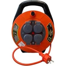 Seyyar Kablo Makarası – 10 Metre, 4 Prizli, IP44 Kapaklı, 230V 16A, 1000W – Taşınabilir Çanta Tipi Uzatma Kablosu (3x1.5mm² Cca) 10315-F