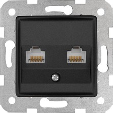 Gece Siyahı Ikili Data Cat6 Mekanizma ve Kapak