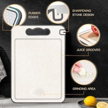 Paslanmaz Çelik Kesme Tahtası, Mutfak Için Çift Taraflı Doğrama Tahtası, Çizilmeye Dayanıklı Mesh Tasarımı, Meyve Suyu Yivi, Kaymaz Silikon Sarma, Bulaşık Makinesinde Yıkanabilir