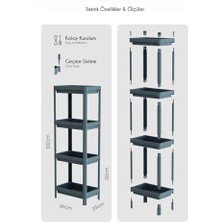 Life 4 Katlı Hazneli Plastik Gri Banyo Mutfak Balkon Düzenleyici Rafı MIT1193