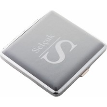 Hediye Shop Kişiye Özel Isimli ve Harfli Deri Kaplı Gri Sigara Tabakası