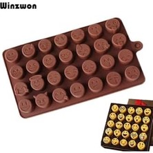 Siliko World Emoji Şekilleri Silikon Çikolata Kalıbı, Kahverengi