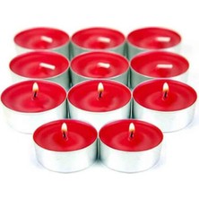 Dekoratif Kırmızı Renkli Tealight Mum, 10'lu Paket