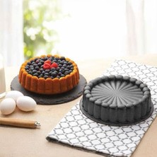 Döküm Gövdeli Keskin Tart ve Kek Kalıbı 23CM, Dilimli ve Döküm, Siyah Granit Benekli Pişirme Kabı, Kolay Çıkarma, Dayanıklı Alüminyum Alaşım