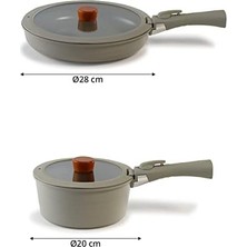 Midas Gri 6 Parça Ayrılabilen Saplı Iç Içe Geçebilen Tencere Tava Seti