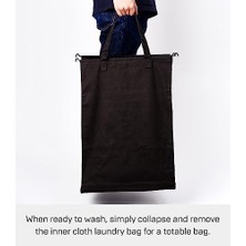 Ev Çamaşır Sepeti Giysiler Sepet Astarı | Çelik + Pamuk, Büyük, Siyah