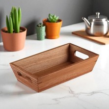 Akasya Ağacından Ekmek Sepeti - Doğal Ahşap Ekmeklik, Şık Ekmek Sunumluk (23X13X7CM) - Kahvaltı ve Sofralar Için Servis Sepeti