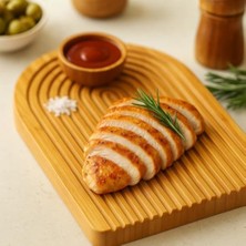 Doğal Bambu Oval Çizgili Sunum ve Kesme Tahtası – Estetik, Dayanıklı ve Çok Amaçlı Mutfak Sunum Seti (32X24 Cm)