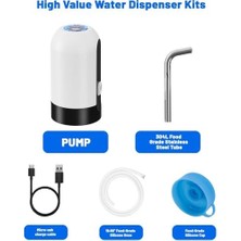 Myvision USB Şarjlı Otomatik Su Pompası | 5 Galon Damacana Uyumlu | Taşınabilir Elektrikli Su Dispenseri | Içme Suyu Otomatik Pompa (Beyaz)