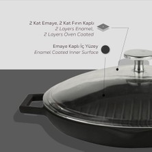 Döküm Izgara Tva Cam Kapaklı, 26 cm