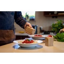 2'li Bambu Tuzluk ve Baharatlık Seti Mıknatıslı Pratik Ahşap Tasarım (Kesik Kare)